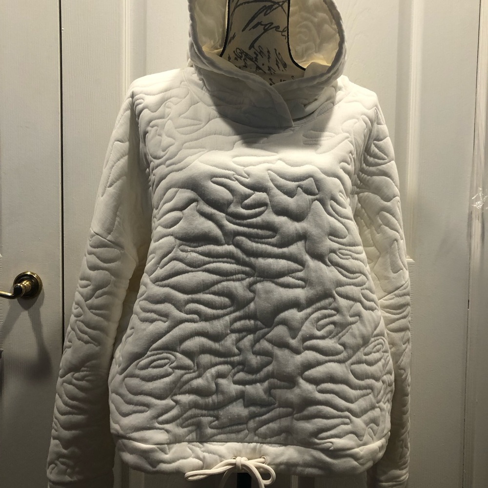 GAP FIT OFF WHITE QUILTED HOODIE
